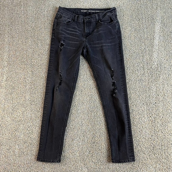 OLD Navy Leandra Boyfriend Skinny Leg Mid Rise Distressed Stretch Jeans Women 2 - Picture 1 of 6
